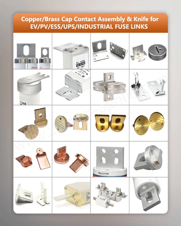 Copper Brass Cap Contact Assembly Knife for EV PV ESS UPS INDUSTRIAL FUSE LINKS Copper Brass Cap Contact Assembly Knife for EV PV ESS UPS INDUSTRIAL FUSE LINKS